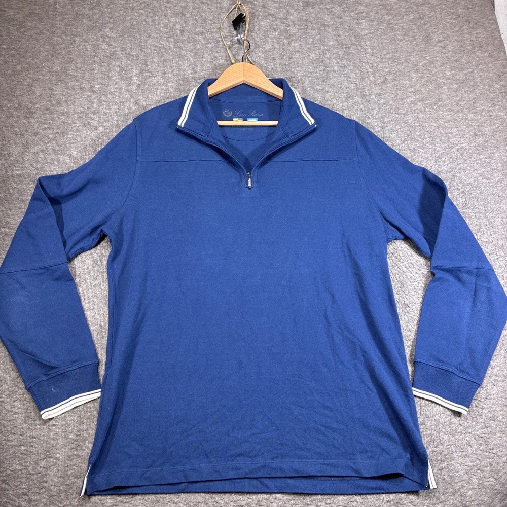 Loro Piana Polo Regatta Shirt Italy Mens XL Blue Quarter Zip Pullover Cotton